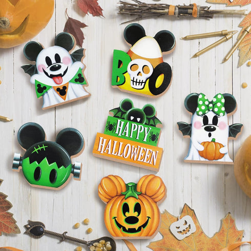 Halloween Tiered Tray Decor, Cute Cartoon Mouse Tray Decorations, Green Ghost Boo Jack O Lantern Pumpkin Wooden Signs, Funny Holiday Farmhouse Rus...