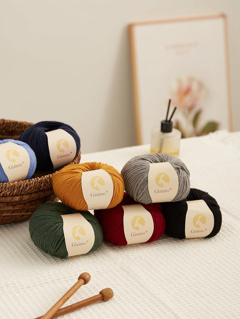 100% Merino Wool Yarn, 6-Ply Luxurious and Soft Yarn for Hand Knitting & Crocheting, 1.76 OZ/50g, 127 yds/116 Meters (Navy Blue, 1 Ball)...