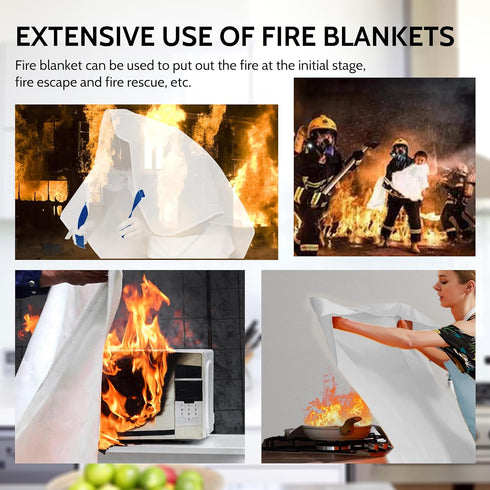Fire Blanket, Fire Retardant Blanket,Emergency Fire Blanket for Kitchen, Home, School, Fireplace, Grill, Car, Office and Warehouse. CE Certified. ...