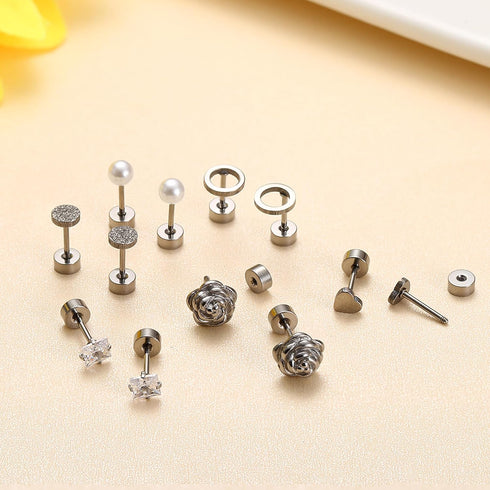 JOERICA Titanium Earrings for Sensitive Ears G23 Pure Titanium Stud Earrings for Women Butterfly Moon Star Opal Cubic Zirconia Hypoallergenic Tita...