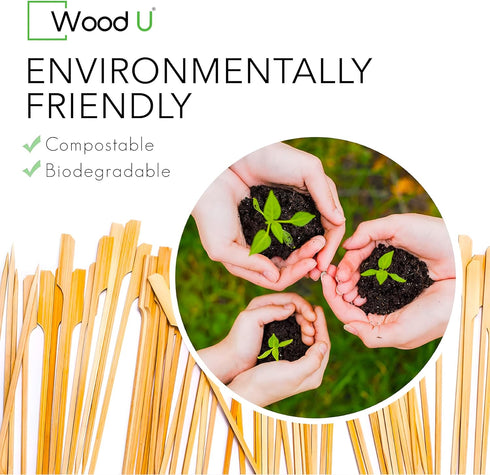 Wooden Bamboo Skewers Paddle Picks - 7" 100 Pcs Toothpicks For Appetizers - Cocktail Picks for Fruits, Kabab...