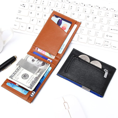 FEITH&FELLY Men Bifold Wallet with Money Clip - Leather Minimalist Front Pocket RFID Blocking...