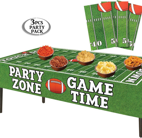 AnapoliZ Football Tablecloth Plastic | 3 Pcs Party Pack (54' Inch Wide x 72' Inch Long) | Rectangular Game Day Table Cover | Football Party Touchd...