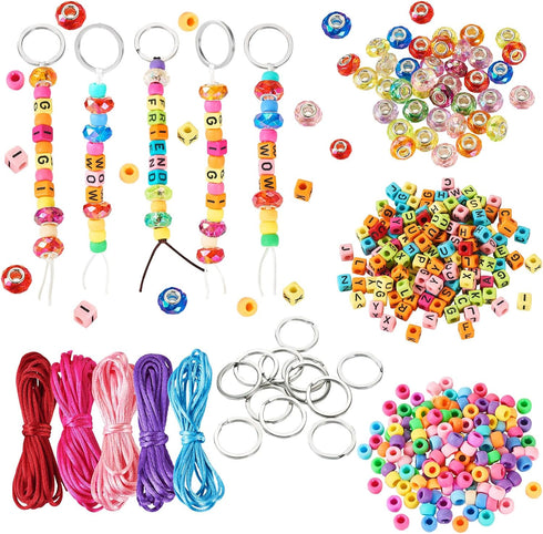 Beadthove DIY Letter Bead Keychain Making Kit Adjustable Acrylic Cube Letter Beads Strings Large Hole Pony Beads Key Ring Bracelet Jewelry Making ...