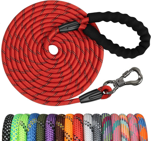 NTR 8FT Heavy Duty Dog Leash, Green Rope Dog Leash with Swivel Lockable Hook and Comfortable Padded Handle, Cat Puppy Leash Lead for Small Medium ...