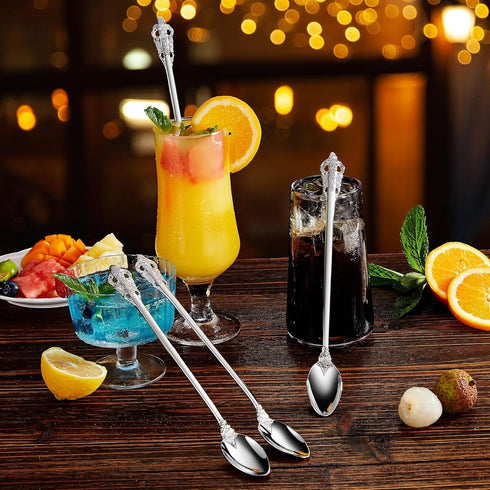 KEAWELL Luxurious 9 Inch Long Iced Tea Spoon Set - 4 Pieces - Gorgeous Design with Exceptional Mirror Polished Finish - 18/10 Stainless Steel- Per...