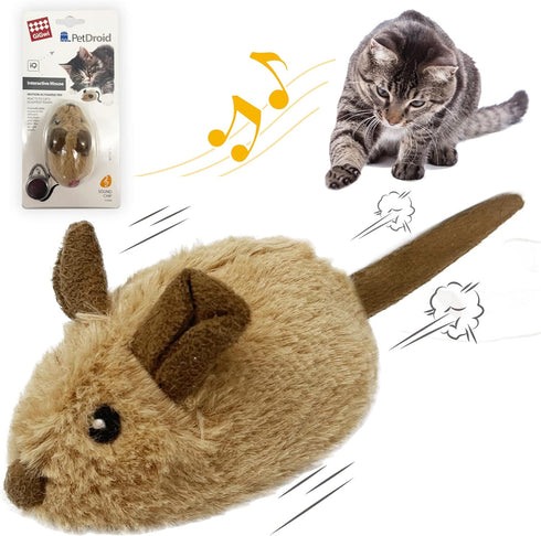 Gigwi Interactive Cat Toy Mouse, Moving Automatic Cat Toys Mice Electronic with Furry Tail, Automatic Squeaky Cat Toys for Kitten Indoor/Outdoor E...