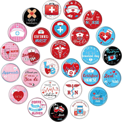 SEPGLITTER Nurse Button Pins, 54Pcs Nurse Graduation Party Favors Badge Brooch Lapel Pins for Nursing Week Birthday Nursing Graduation Party Decor...