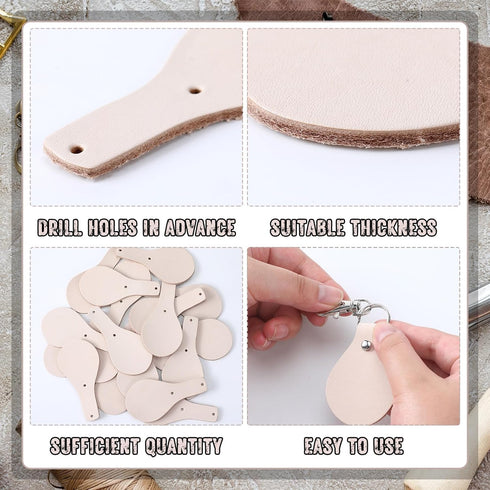20 Pcs Leather Keychain Blank Craft Kit PU Leather Key Fob Swivel Hook Key Ring for Stamping Laser Engraving...