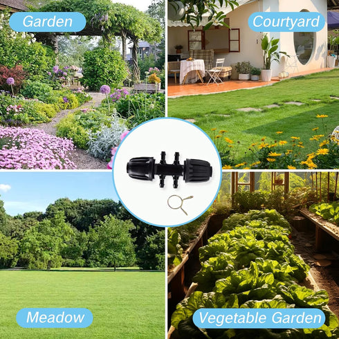 4 Packs 1/2 to 1/4 Drip Irrigation Fittings Kit and 10 Packs Irrigation Clamps Set Leak Proof Barbed Fitting for Systems Easy to Install Compatibl...