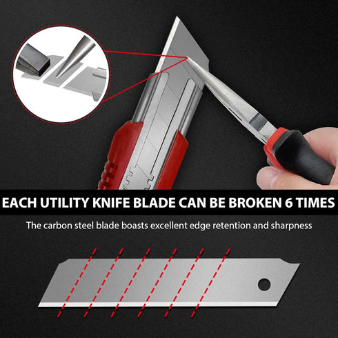 HAUTMEC 25mm Extra Heavy-Duty Utility Knife, Snap-off Retractable Box Cutter with 3pcs Sharp Blades, Auto-lock Mechanism, Sturdy Body HT0080-KN...