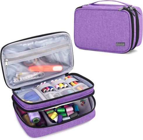 Luxja Sewing Accessories Organizer, Double-Layer Sewing Supplies Organizer for Needles, Scissors, Measuring Tape, Thread and Other Sewing Tools (N...