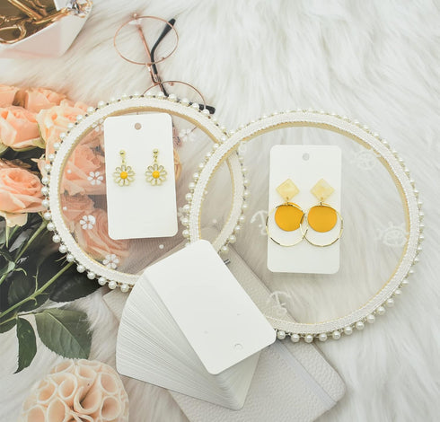 Twavang Earring Card Holder Set, 100Pcs Kraft Paper Earring Display Cards, 100 Pairs Clear Earring Backs with 100Pcs Self Adhesive Bags for Earrin...