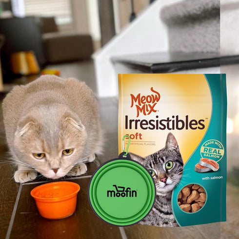 Irresistibles Soft Cat Treats, 3 oz Pouches, Salmon Cat Treats, Silicon Pet Bowl Bundle, Natural Ingredients, No Artificial Preservatives, Perfect...