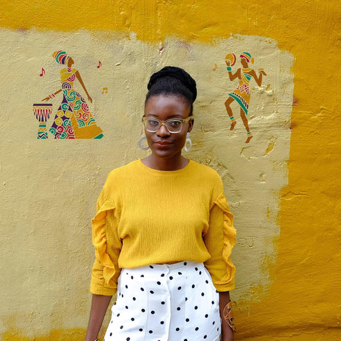 FINGERINSPIRE African Tribe Stencil Template 11.8x11.8 inch, Reusable Plastic Stencils Men Women Dancers Ethnic Tribal Stencils, Square Painting T...