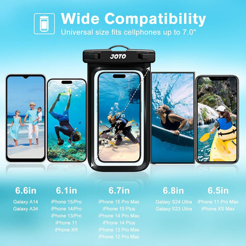 JOTO IPX8 Waterproof Phone Pouch Case, Underwater Dry Bag for Phone Protector for iPhone 15 14 13 12 11 Pro Max, Galaxy S24 S23 S22 Ultra Pixel to...