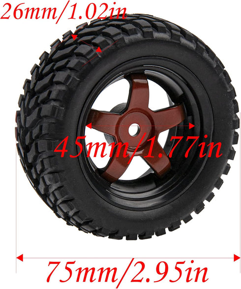 12mm Hex Hub 75mm/2.95'' Rubber Tires & Plastic Wheel Rims with Foam Compatible with HSP Tamiya HPI Kyosho 1/10 On-Road Touring Car,WLtoys 1/14 14...