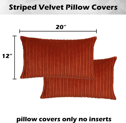 Kevin Textile Fall Lumbar Pillow Covers Solid Striped Velvet Corduroy Couch Chair Autumn Oblong Cushion Cover Throw Pillow for Baby Toddler Nap, 1...