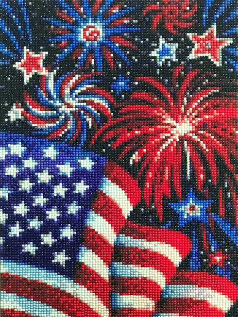 DIY 4 Th of July Diamond Painting Kits For Adults Patriotic,Diamond Art by Number Kit Celebrate American Flag Crystal Embroidery Beginner Arts Ful...