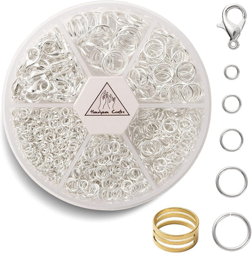 Jump Rings Kit With1000PCS Open Jump Rings 40PCS 12mm Lobster Clasps and Jump Rings Opener for Jewelry Making Keychains and Necklace Repair (Slive...