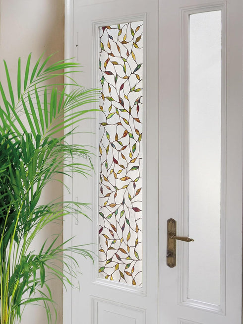 Artscape Cascade Sidelight | Window Privacy Film Stained Glass Pattern | Non-Adhesive & UV Protection | Easy to Apply & Removable | 12 x 83 inches...