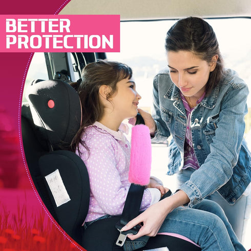 Boao 4 Pack Faux Sheepskin Car Seat Belt Pads Seatbelt Protector Soft Seat Belt Shoulder Strap Cover Comfort Harness Pad(Pink, 9.9 Inch)...