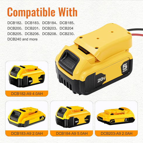 20V Battery Adapter for Dewalt Power Wheel Adapter with Wire Harness Connector 12 AWG Wire Compatible with Fisher-Price 12 Volt Power Wheels...