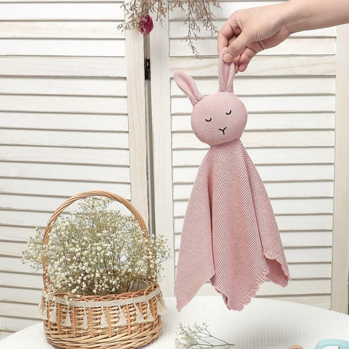 Baby Lovely Cotton Security Blanket Bunny Comforter Blanket Soft Knit Babies Lovies Toys for Newborn Boys Girls Gifts, Pink...