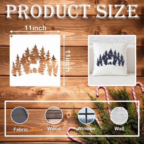 10 PCS Bear Deer Wolf Mountain Stencil Pine Tree Wildlife Forest Animal Stencils Template Wood Burning Stencils Reusable Patterns Moon Claw Stenci...