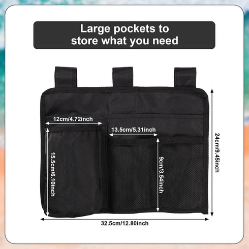 Beach Chair Cup Holder Attachment, Black Nylon Beach Chair Drink Bracket 4 Pockets Hanging Cup Holder Stand Adjustable Strap Phone Holder for Pati...