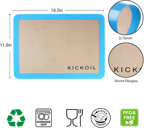 Silicone Baking Mat Cookie Sheet Set of 3 Non-Stick Baking Sheet for Oven Pan Liner Reusable Parchment Paper Half Sheet Large Cooking Baking Suppl...