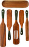 6Pcs Spurtle with Spoon Rest, Wooden Spatula Olive Green, Wooden Utensils for Cooking, Wooden Spatula, Wooden Kitchen Utensil Set, Spurtles Kitche...