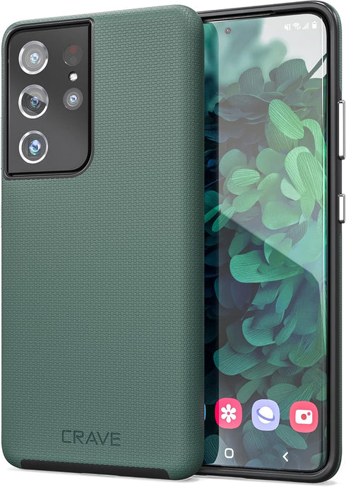 Crave Dual Guard for Galaxy S21 Ultra Case, Shockproof Protection Dual Layer Case for Samsung Galaxy S21 Ultra, S21 Ultra 5G (6.8 inch) - Forest G...