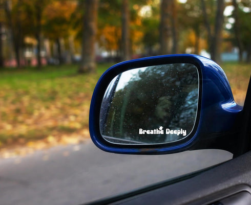 3 x Breathe Deeply Rearview Mirror Decal, Rear View Mirror Accessories, Car Decals, Car Stickers, Vanity Mirror Stickers, Gift for Him/Her - White...