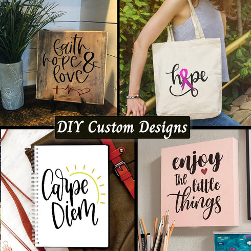 16 Piece Inspirational Word Stencil Set, Stencils for Painting on Canvas - Quotes Include Live, Laugh, Love, Inspire and Hope - Stencils for Paint...