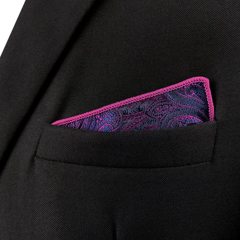 S&W SHLAX&WING Pocket Squares for Men Purple Blue Fuchsia Paisley...