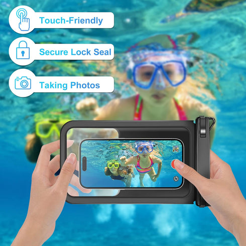 takyu Waterproof Phone Pouch, Double Space Waterproof Phone Bag Large Capacity Underwater Protector Dry Bag with Crossbody Lanyard Fits Up to 9.8"...