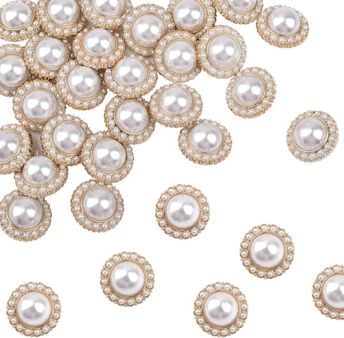 30 Pcs Faux Pearl Buttons, Gold Retro Vintage Pearl Acrylic Buttons Round Buttons Sew on Buttons Embellishments for DIY Crafts, 18 mm...