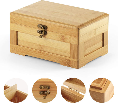 Wooden Stash Box with Rolling Tray Stash Box Combo to Organise your Herbs and Accessories - Rolling Kit with Removable divider - Large stash box a...