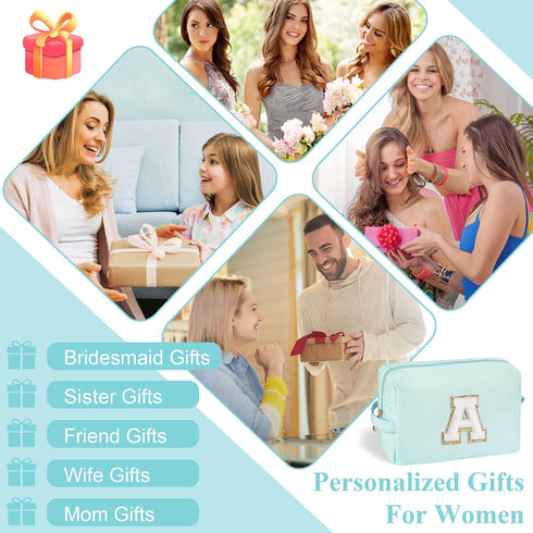 Birthday Gifts for Women Her, Initial A Travel Cute Makeup Bag Large Make Up Bag Cosmetic Bags for Women Stuff Toiletry Bag Personalized Friend Gi...