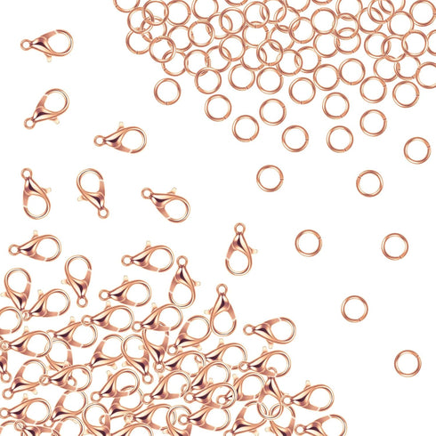 400 Pieces Lobster Claw Clasps with Open Jump Rings Set, 12 mm Lobster Claw Clasps Necklace Fasteners Hook and 5 mm Jump Rings for DIY Bracelet Ne...