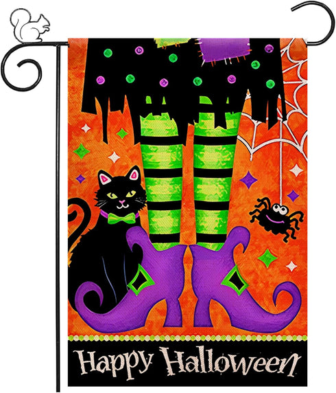 Halloween Garden Flag 12×18 Inch Rustic Black Farmhouse Decor for Seasonal Holiday Yard (Halloween Flag 12"X18" C)...