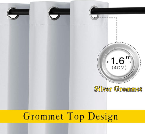 NICETOWN Greyish White Room Darkening Curtains - Window Treatment Thermal Insulated Grommet Panels/Drapes for Bedroom (2 Panels, 52 by 54)...