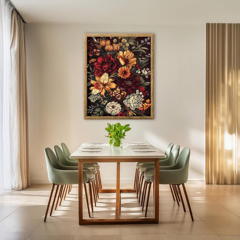 Posterizer 1 pcs-retro reutral beige and yellow flowers-Floral & Botanical Art-Abstract & Modern Art-Decor for Home & Office- UNFRAMED Wall Art...