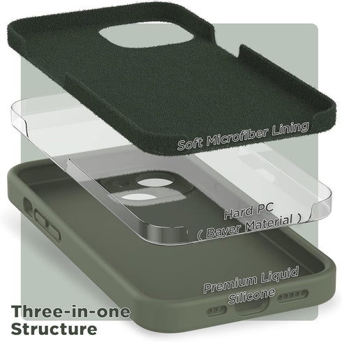 SURPHY Compatible with iPhone 14 Case with Screen Protector (Camera Protection + Soft Microfiber Lining) Liquid Silicone Phone Case 6.1 inch 2022 ...