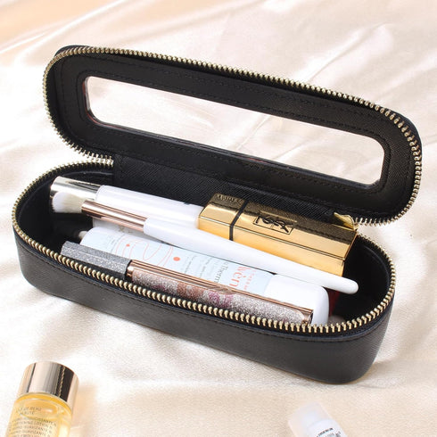 Clear Makeup Brush Bag, Small Makeup Brush Holder Travel Makeup Bag for Purse Mini TSA Approved Cosmetic Brush Case Portable Toiletry Bag for Wome...