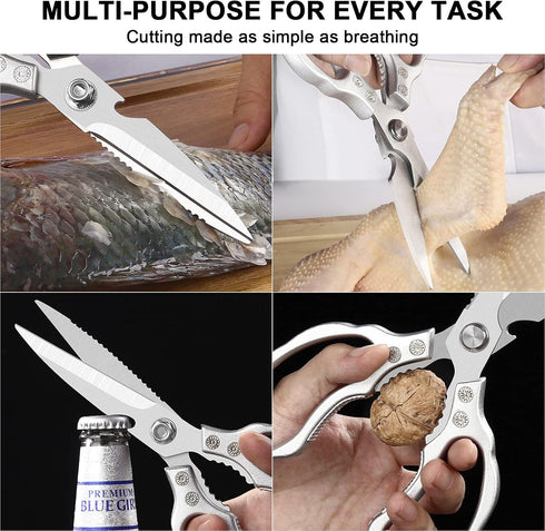 CGBE Kitchen Scissors, Multi-Purpose Kitchen Shears, Heavy Duty Dishwasher Safe Food Scissors for Chicken, Poultry, Fish, Meat & Herbs with Non-Sl...