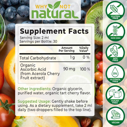 Why Not Natural Organic Liquid Vitamin C Drops Supplement...
