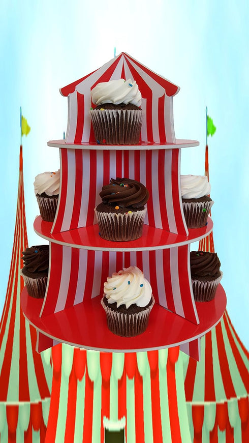 Cupcake Stands, 3 Tier Themed Cupcake Stands, Cupcake Serving Holders (Carnival)...