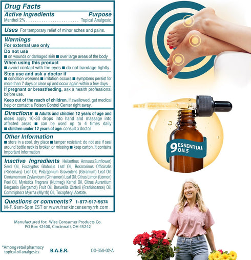 Frankincense and Myrrh Foot Pain Relief Rubbing Oil, Neuropathy Pain Relief for feet, Frankincense Essential Oil, Diabetic Lotion & Cream, Nerve, ...